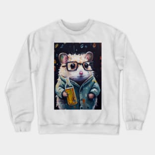 Lab Rats - impasto oil painting.  Hamster with a bottle Crewneck Sweatshirt
